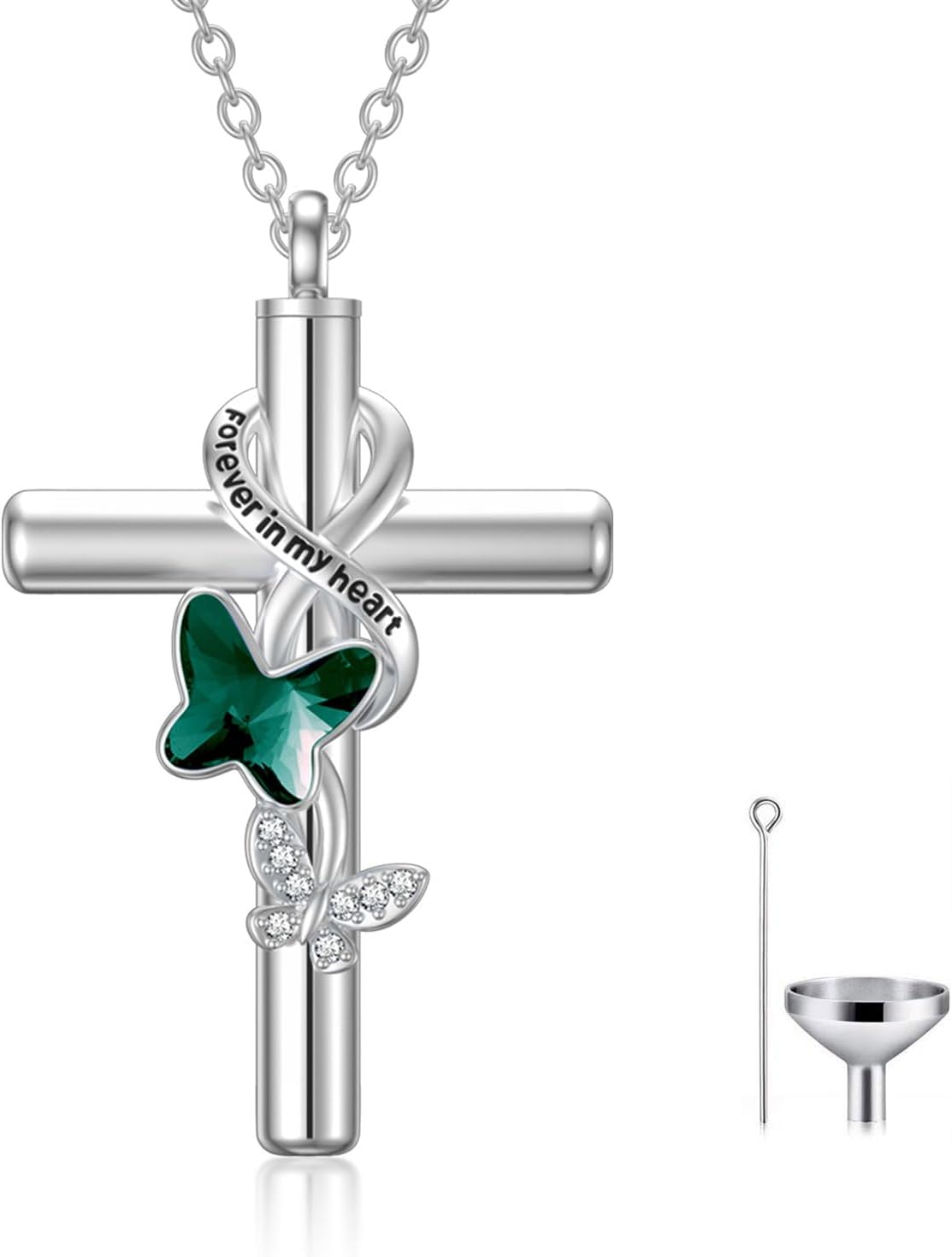Flpruy Cross Urn Necklace for Ashes 925 Sterling Silver Cremation Jewelry with Funnel Filler Kit Ashes Necklace for Human Women Girl Pets