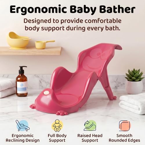 Image of StarAndDaisy Baby Bath Tub for 0 to 5 Years with Bathing Accessories Tray & Mug | Baby Bather for 0 to 2 Years | BPA Free Baby Bath tub for Kids 0-3 Years with 4-Leg Support (Green-Pink, Bathtub with Legs)