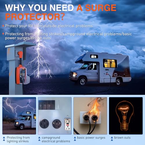 Image of Nilight 15 to 30 Amp RV Surge Protector 2100 Joules 5-15P to TT-30R