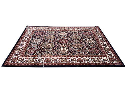 Image of Kashmiri Traditional Woollen Carpet with Advanced 1 Inch Thickness & Classical Look 120x180cm (4x6 Feet) Color Blue