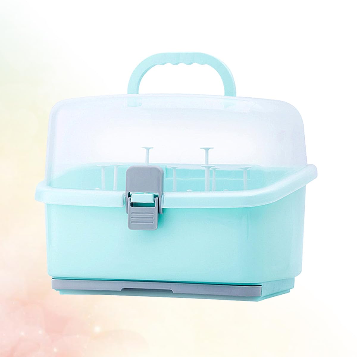 Aufbewahrungsbox für Babyflaschen aus Kunststoff, Grün, Tragbar | Schnuller und Babyflasche, Leicht zu Reinigen, für Zuhause und Unterwegs