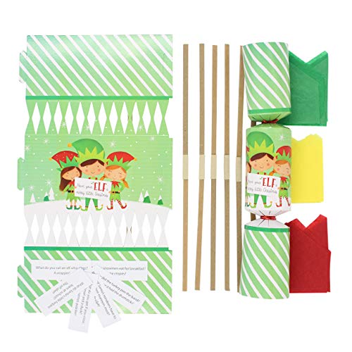 Cake Factory Christmas Crackers/Cracker Make Your Own DIY Novelty Kit (Pack of 12) 7 DESIGNS Elf Tradional Santa Reindeer Snow Man Penguin (Elf 12)