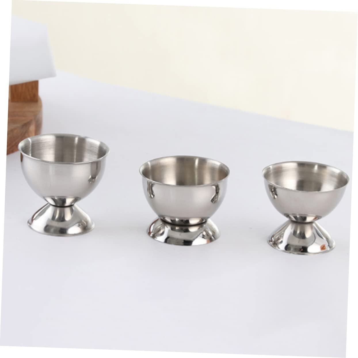 GRIRIW 2pcs Stainless Steel Egg Cup Ramekins Silver Bar Bowl Egg Holder for Refrigerator Egg Holder for Fridge Breakfast Egg Cup Boiled Egg Stand Egg Organizers Egg Display Tray Filler