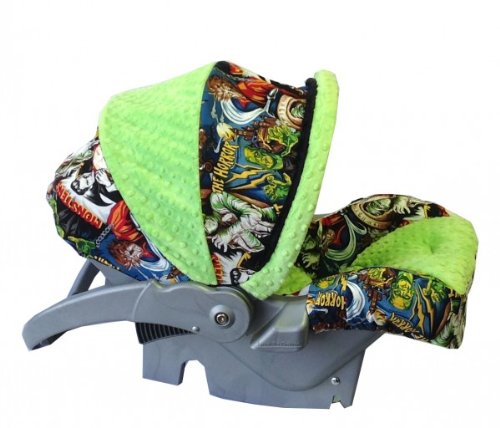 Baby Car Seat Infant Cover - Family Monsters in Green