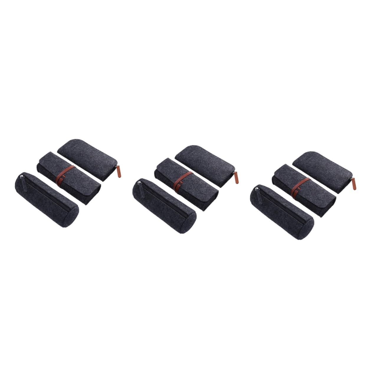 MAGICLULU 9piezas Estuche De Fieltro para Lápices y Maquillaje Organizador Cosmético Multifuncional Oscuro para Oficina y Uso Escolar