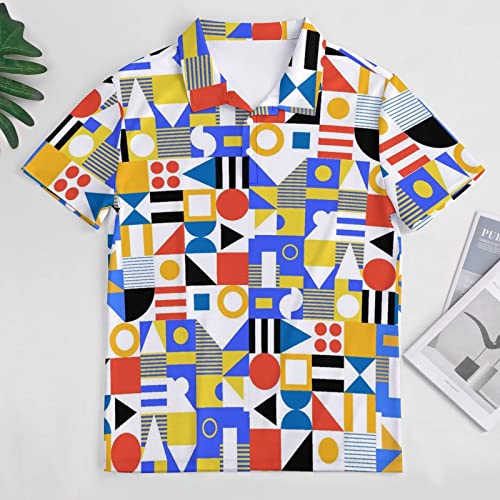 70S Geometric Men's Polo Shirt Golf Polo Shirts Athletic Fishing Short Sleeve T-Shirt Summer Tennis Shirt Casual Tops White #TOP3