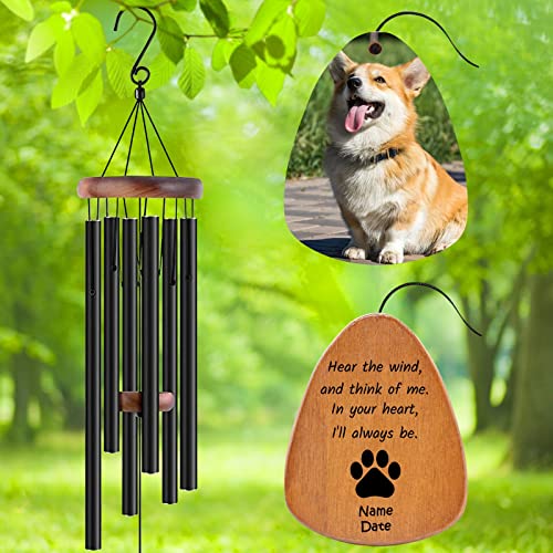 Image of Personalized Custom Wind Chimes Memorial Gift for Loss of Loved One Mother Dad Mom Dog Pets Customized Outdoor Sympathy Wind Chimes with Photo Text