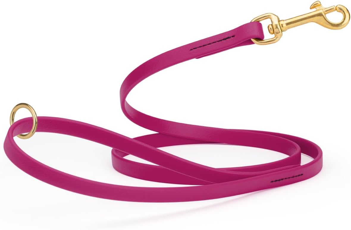 Viper Biothane K9 Working Dog Leash Waterproof Lead for Tracking Training Schutzhund Odor-Proof Long Line with Solid Brass Snap for Puppy Medium and Large Dogs 6ft, Magenta Pink