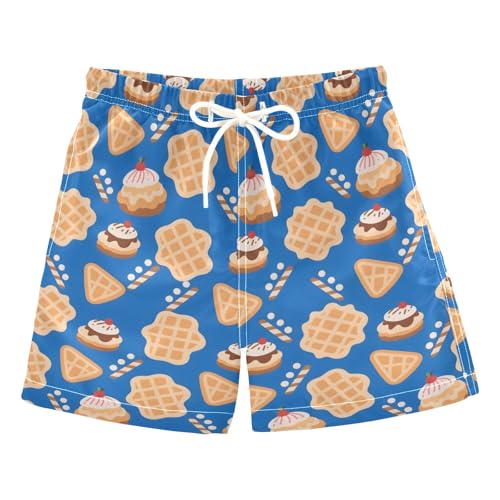 Reiacy Waffles - Traje de baño para niños, diseño de helado, pantalones cortos de playa de secado rápido, Multicolor, 3 años