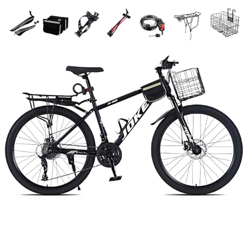 CUIOT 24/26/27.5インチ マウンテンバイク MTB 軽量 高炭素鋼フレーム 21段変速 クロスバイク フロントサスペンション 前後ディスクブレーキ 通勤 通学 中学生 高校生 学生 大人 成人 男 女 低身長 跨りやすい スポーツバイク 空気
