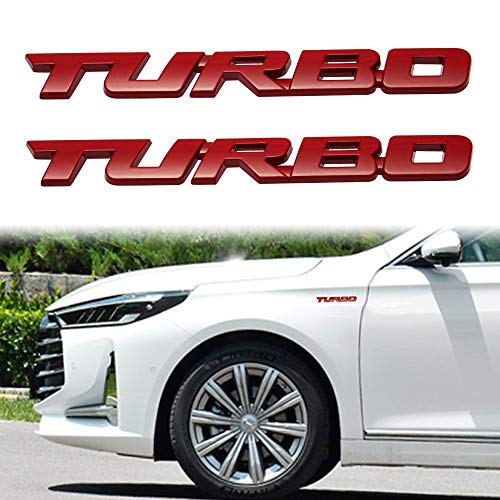 TOMALL 2 Piezas 3D Metal Premium Turbo para Guardabarros Trasero de Coche para Todos los Coches Aleación de Zinc Modificado Turbo Emblema Modificado Coche Decoración Pegatinas (Rojo) Cover
