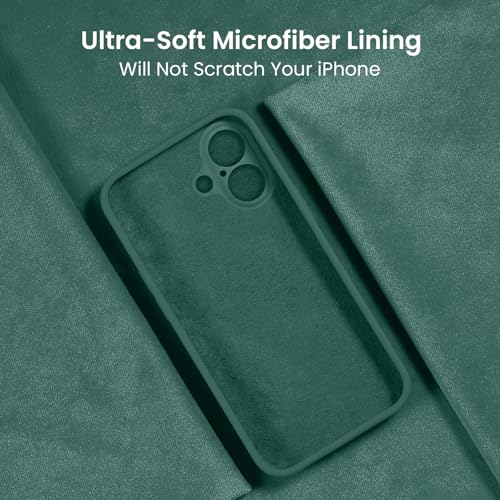 Image of FireNova Designed for iPhone 16 Plus Case, Silicone Upgraded [Camera Protection] Case, Soft Anti-Scratch Microfiber Lining Inside, 6.7 inch, Midnight Green