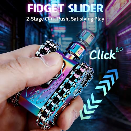 Image of Metal Fidget Tactile Hand Roller Finger Slider Chain Spin Toy Sensory Toy for Stress Relief Focus Tool Men's Gadgets for Office Travel - Rainbow