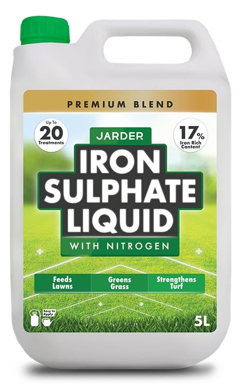 Jarder Iron Sulphate Liquid With Nitrogen 5L - Feeds Lawns - Greens Grass - Grows Grass - Lawn Tonic - 20 Treatments per 5L - Premium Blend and Iron Content