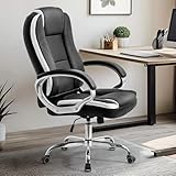 NEO CHAIR Office Desk Ergonomic Gaming Computer Chair High Back Adjustable PU Leather with Lumbar Support, Swivel Rolling Wheels, Executive Managerial Task Chair (Black)