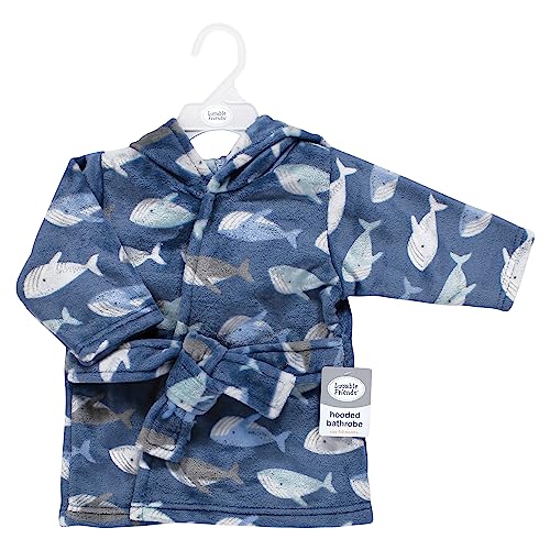Luvable Friends Unisex Baby Plush Bathrobe, Whales, 0-9 Months2