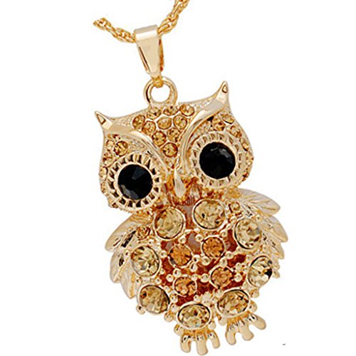 gazechimp Colar De Pingente De Cristal Bonito Rhienstone Coruja Animal Camisola Longa Corrente De Ou
