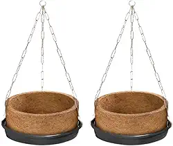 Kit 2 Vaso Com Suporte Suspenso Completo Grande 04 Para Samambaia - Corrente e Prato