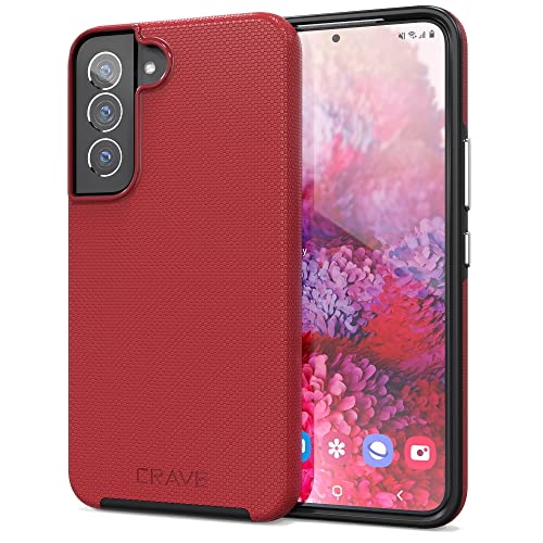 Image of Crave for Samsung Galaxy S22 Case, Shockproof Protection Dual Layer Case for Samsung Galaxy S22 5G (6.1 inch) - Red