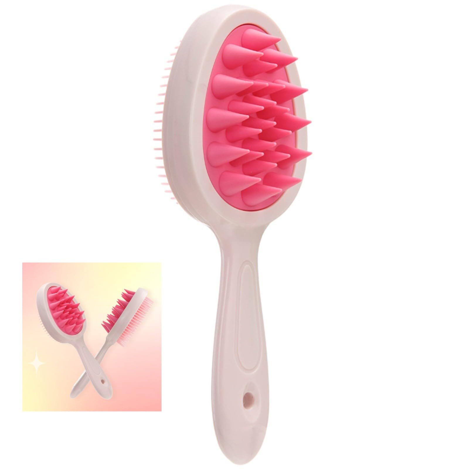 Hair Brush,Double-sided Silicone Comb Brush for Wet & Dry hair, Eliminates Knots & Reduces Breakage for All Hair Types, Large Combs for Head Massage