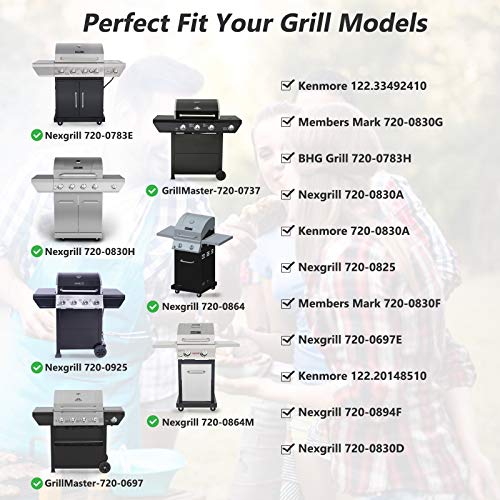 Flame Tamers Replacement for Nexgrill 720-0830H Grill, 4 Pack Grill Heat Plates Heat Shiels Burner Covers for Nexgrill 720-0830H Home Depot, Nexgrill 720-0864 720-0864M Grills, Porcelain Steel