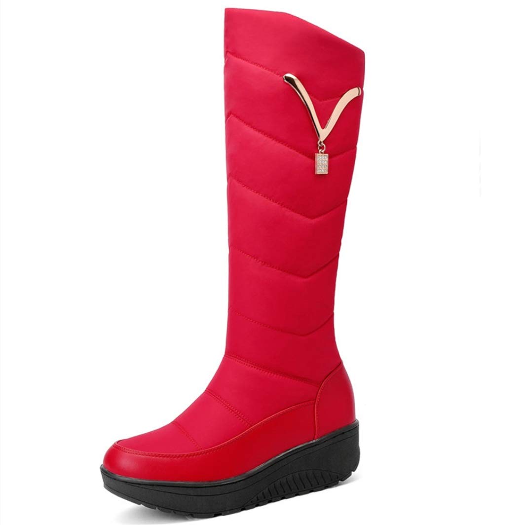 Women Snow Boots Winter Waterproof Warm Mother Shoes Ladies Outdoor Casual Comfortable Slip on Wedge Platform Knee High Boot
