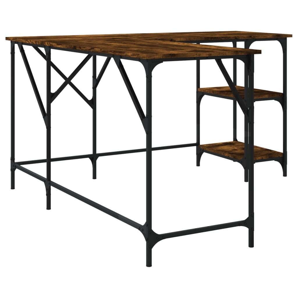 Homgoday Scrivania angolare per computer, ufficio, PC, tavolo da lavoro, tavolo da lavoro, tavolo per studio, home office, incenso, 139 x 139 x 75 cm, materiale in legno