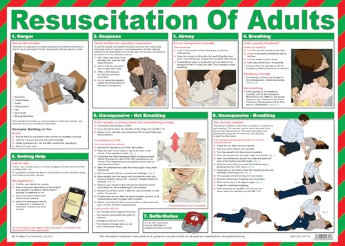 Image of Safety First Aid Laminated Resuscitation of Adults Poster