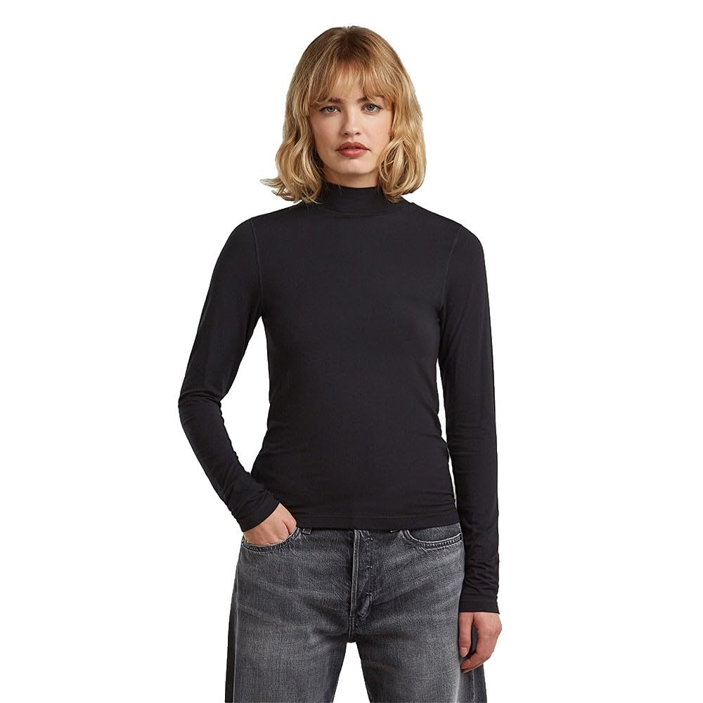 G-STAR Women's Mock Slim T-Shirt, BLACK (dk black D27968-E299-6484), XXS