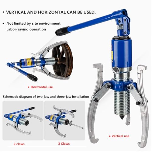 Extractor de engranajes hidráulico de 10T/22000 libras, 2 o 3 mandíbulas ajustables vertical y horizontal, extensión máxima de 25 cm, rodamiento para tirar de cubos (50T/10000 libras)