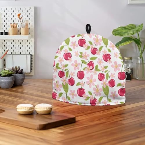 Image of Large Tea Cozy for Teapot Red Cherry Print Extra Thick Tea Pot Cover Home Kitchen Decoration Insulated Teapot Cozy Dust Kitchen Accessories for Home Daily