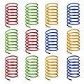 kuou 12 pcs Colorful Spring Cat Toys, Cat Spring Toy Spring Toys for Cats BPA Free Plastic Interactive Toys to Kill Time and Keep Fit for Swatting, Biting, Hunting Active Healthy Play Kitten Toys