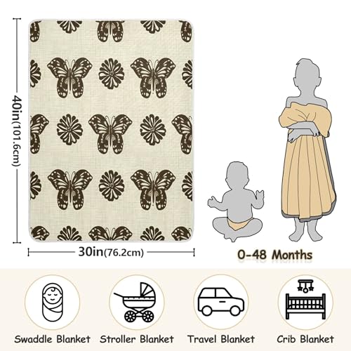 Burbuja Butterflies Daisies Baby Blanket for Boys Girls, Nursery Soft Warm Swaddling Receiving Baby Blankets, 30x40 in Toddler Blanket3