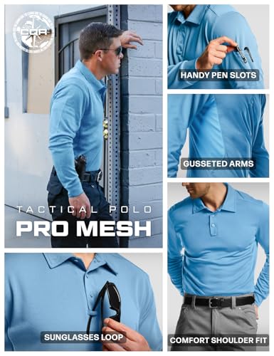 Polo para Hombre CQR de manga larga, camiseta táctica exterior, tejido transpirable ligero UPF 50+ miniatura 5