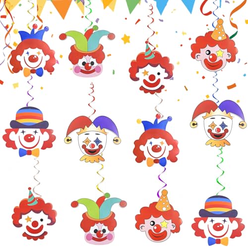 Guirnalda de Payaso para Carnaval,12 Piezas Diseño de Payaso,Adornos de Espirales,Guirnaldas de Payasos en Espira,Decoraciones Colgantes,para Carnavales,Carnavales y Fiestas Temáticas