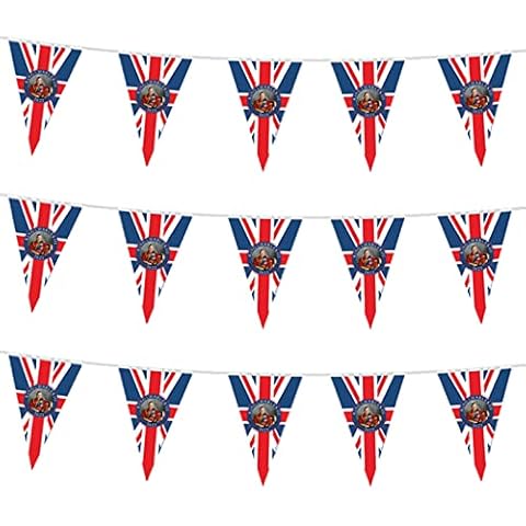 Beylos 15 PCS King Charles III Coronation Flag Union Jack Banner Bunting Decoration for New King Coronation Hanging Decor Outdoor Garden Triangle Flags Cover