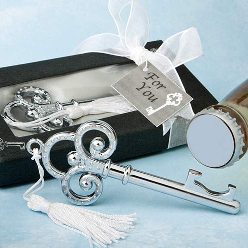 Set di 30 chiavi argentate apribottiglie in scatola regalo – abridores O apribottiglie convenienti per Come regalo in matrimoni, battesimi, comunioni O Eventi.