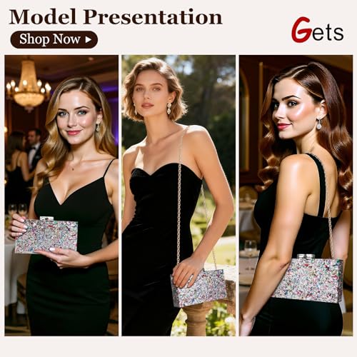 Image of Gets Acrylic Purses and Handbags for Women Multicolor Perspex Geometric Patterns Box Clutch Banquet Evening Crossbody Handbag