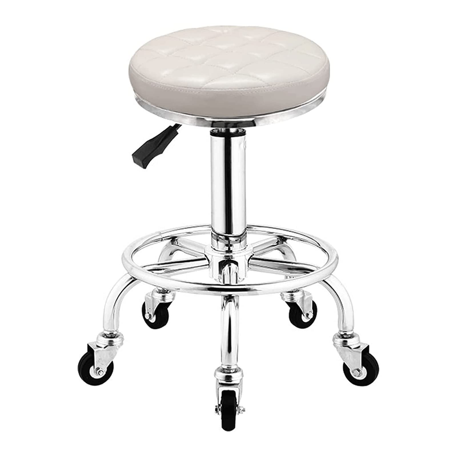 Tabouret de traitement rond en PU avec roulettes et vérin hydraulique