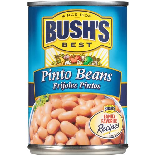 Image of BUSH'S BEST Pinto Beans, 16 Ounce Can, Canned Beans, Pinto Beans Canned, Source of Plant Based Protein and Fiber, Low Fat, Gluten Free, For Soups, Salads and More (Pack of 4)