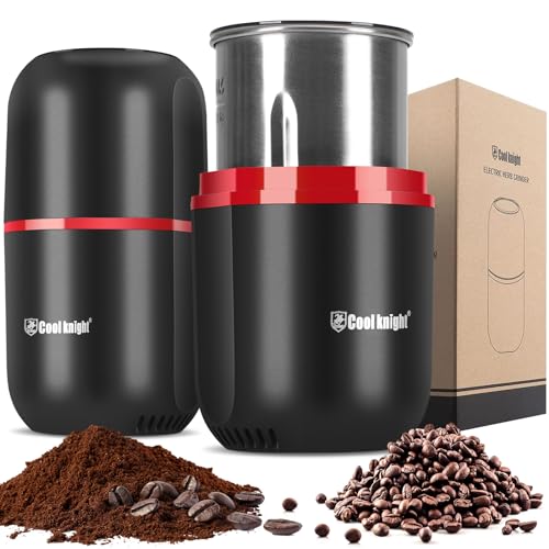 COOL KNIGHT Moulin à Café éLectrique, Moulin à éPices, Moulin à Café éLectrique Avec Lame En Acier Inoxydable 304, Adapté Pour Les Grains De Café,...