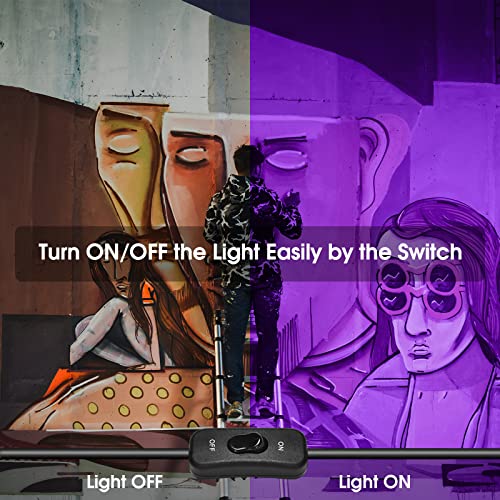 3 Pack 100W LED Black Lights, Blacklight Flood Light with Plug and Switch, 120V IP66 Waterproof Blacklight for Halloween Party, Glow in The Dark, Stage Light, Body Paint, Neon Glow