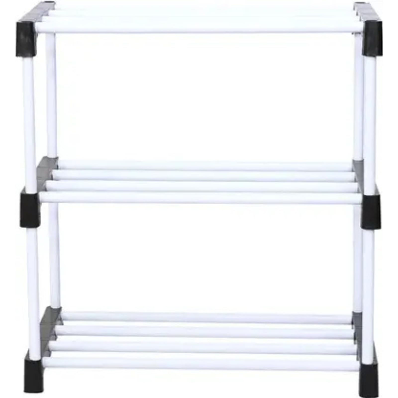 NILUX Space-Saving Adjustable Storage Rack for Home and Office Use with Strong Plastic Shelves for Books and Accessories (White, Medium, 3)