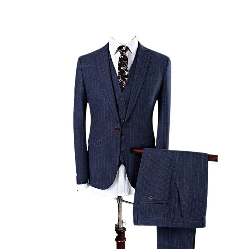 Men’s 3 Piece Slim Fit Business Suit Set Pants Vest Formal Tuxedo for Wedding Prom Graduation Dinner