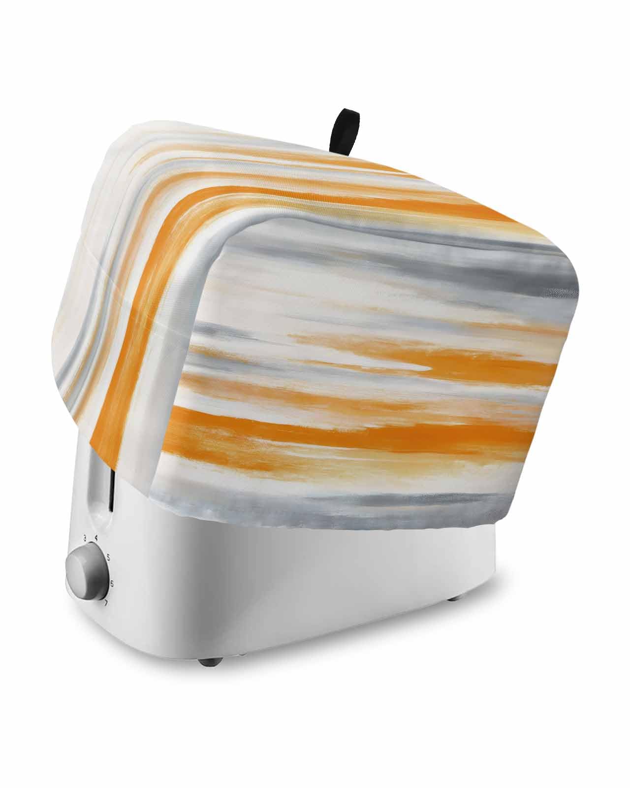 Abstract Toaster Cover 2 Slice, Country Orange Gray Bread Maker Dust Cover with Pockets for Kitchen Small Appliance 11x6x8in