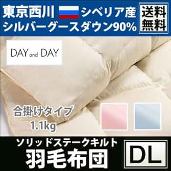 東京 西川産業 ロシア産 シルバー グース ダウン DL 羽毛布団 西川 羽毛布団 グースダウン93％ リーフ柄 シングルロング