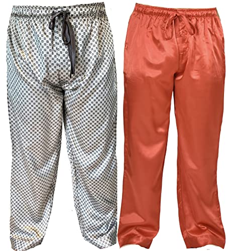Up2date Fashion Men's Satin Lounge Pants Combo Pack (XL, Striped Satin Combo Pack-1)