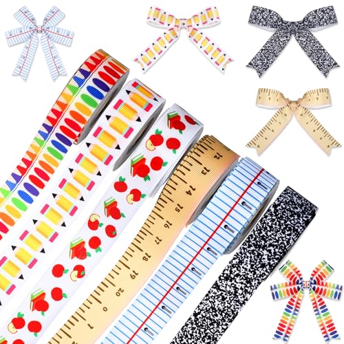 Fanfanwin 6 Pcs School Ribbons for Crafting 30 Yards Back to Scho...