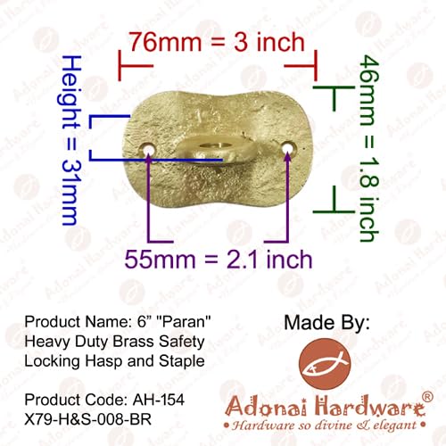 Image of Adonai Hardware Paran Heavy Duty Antique Cast Iron Safety Locking Hasp and Staple(6 inch x 1 Pack, Rust Living) for Vintage Pirates Treasure Chest, Trunks, Wooden Jewelry Box, Cases, Furniture and Sheds