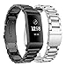 Supore Compatible con Fitbit Charge 3 Correa/Fitbit Charge 4 Correa, Correa de Ajustable Acero Inoxidable, Pulsera para Fitbit Charge3 / Charge 4 de Reemplazo Wristband Pulseras (Negro + Plata)